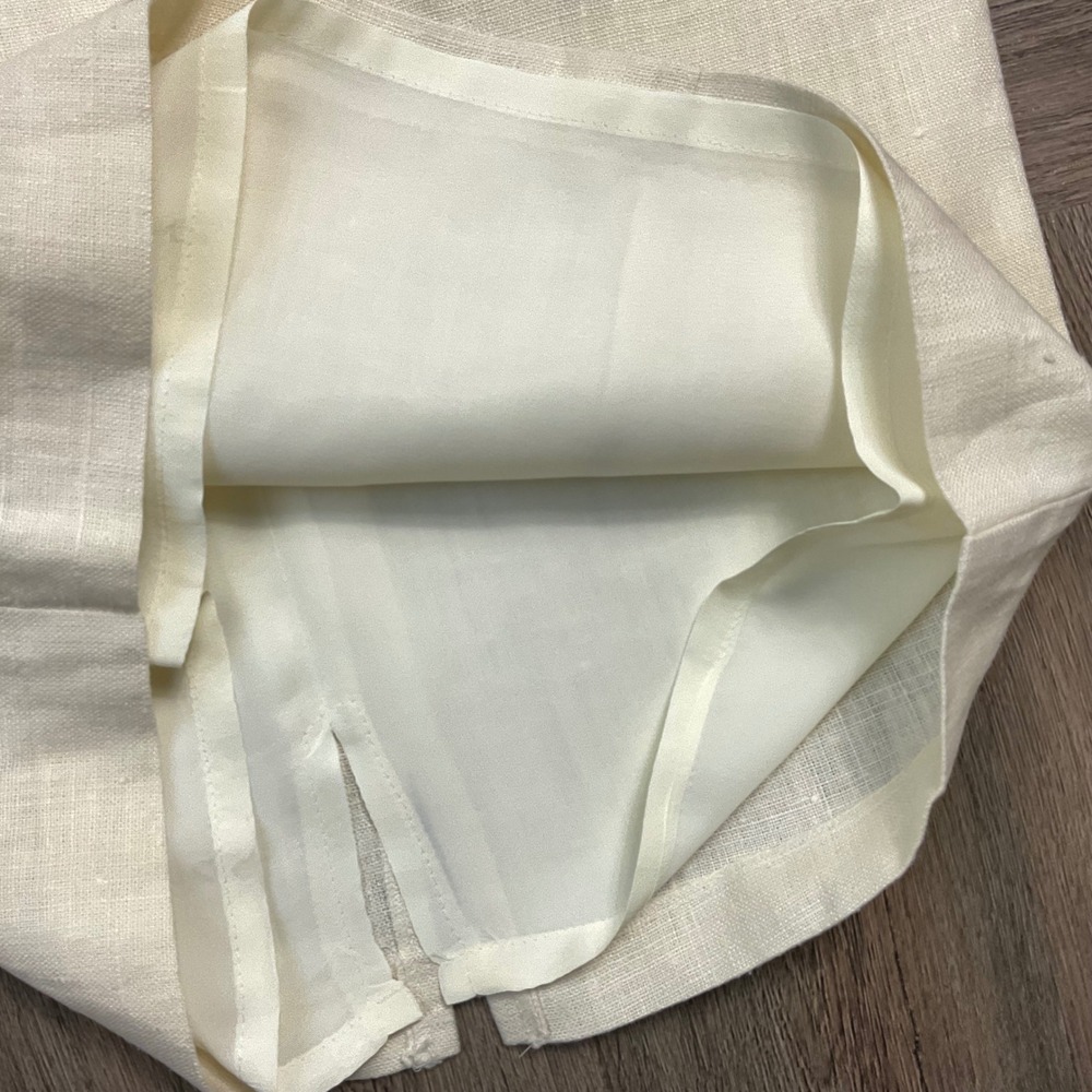 Vintage High Waist Linen Midi Classic Straight Pencil Skirt Womens‎ 4 Ivory - Picture 4 of 7